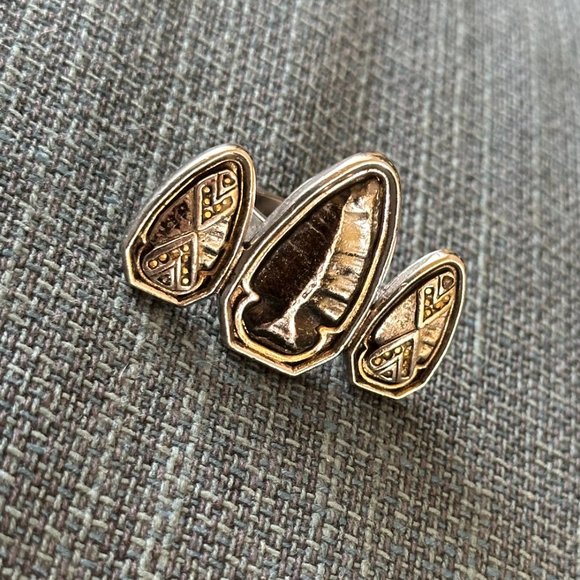 House of Harlow 1960 Triple Arrowhead & Pave Crystal Statement Ring Black Silver - Picture 2 of 16